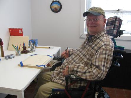 Dan Gilman at his art studio in The Brandon Compass Center